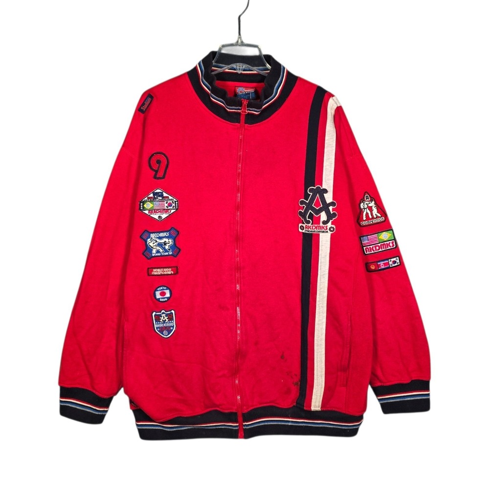 Vintage Y2K Akademiks Track Jacket Mens XXL Full Zip Logo AKDMKS Hip Hop Red